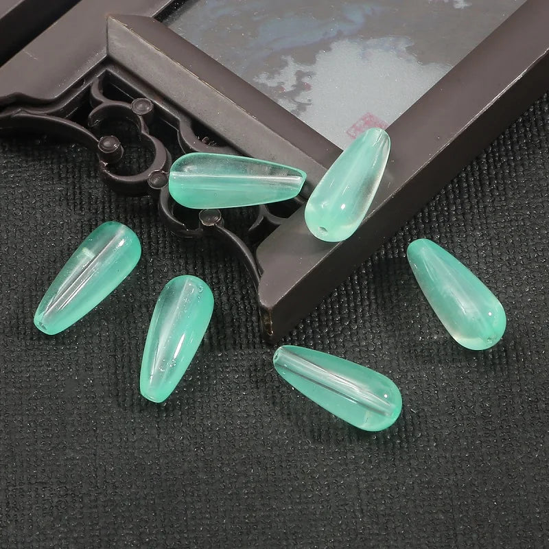 New 10pcs 8 Colors Glass Water Drop Shape Beads Glass Beads Dia 8X19mm Loose Spacer Round Beads For Jewelry Making Accessories