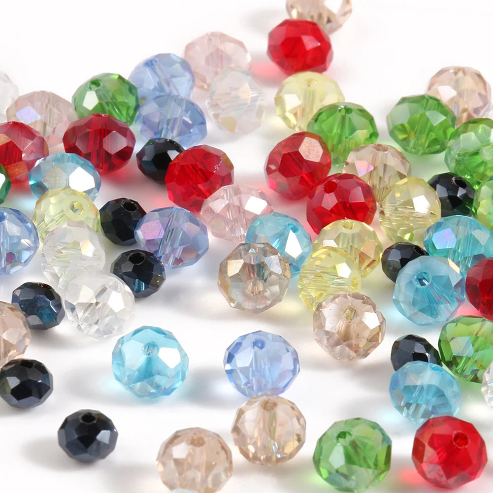 Glass Beads for Bracelets 3/4/6/8mm Faceted Multicolor Austria Crystal Round Loose Beads for Jewelry Making Diy Bracelet Strand
