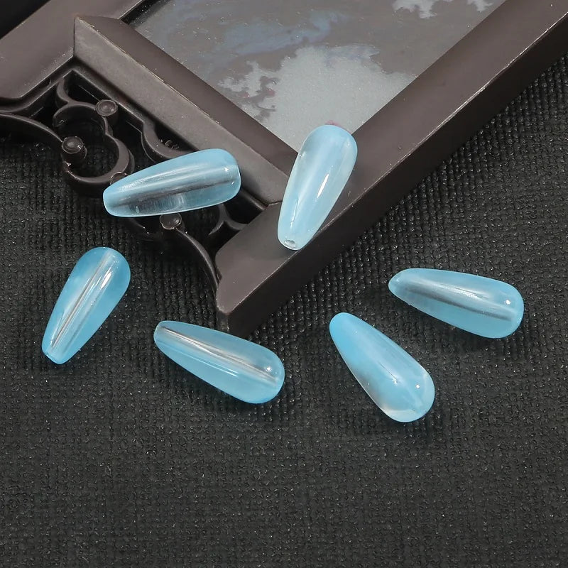 New 10pcs 8 Colors Glass Water Drop Shape Beads Glass Beads Dia 8X19mm Loose Spacer Round Beads For Jewelry Making Accessories