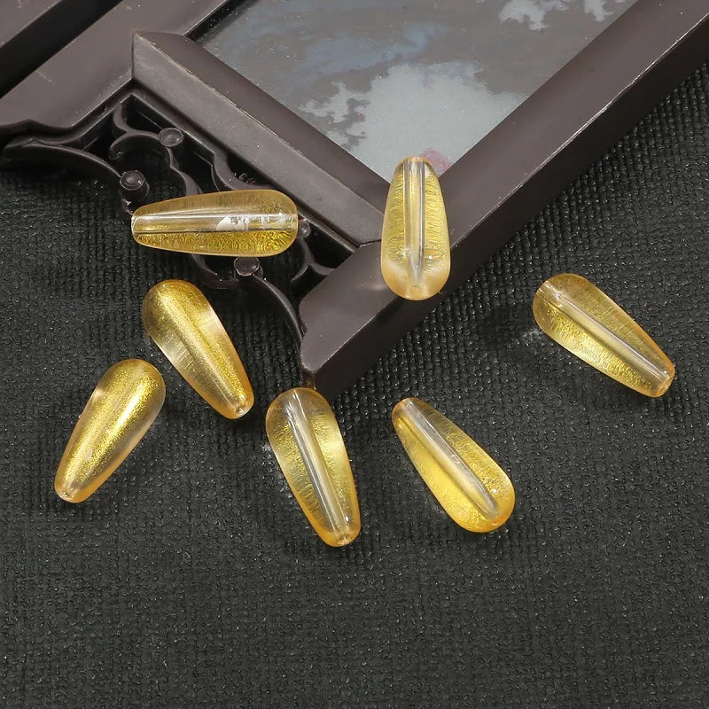 New 10pcs 8 Colors Glass Water Drop Shape Beads Glass Beads Dia 8X19mm Loose Spacer Round Beads For Jewelry Making Accessories