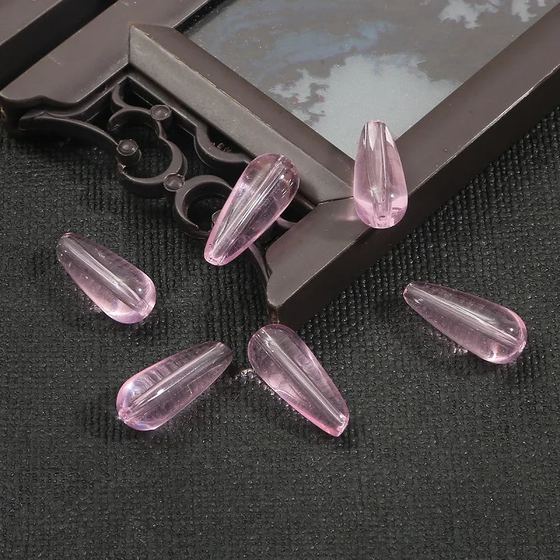 New 10pcs 8 Colors Glass Water Drop Shape Beads Glass Beads Dia 8X19mm Loose Spacer Round Beads For Jewelry Making Accessories