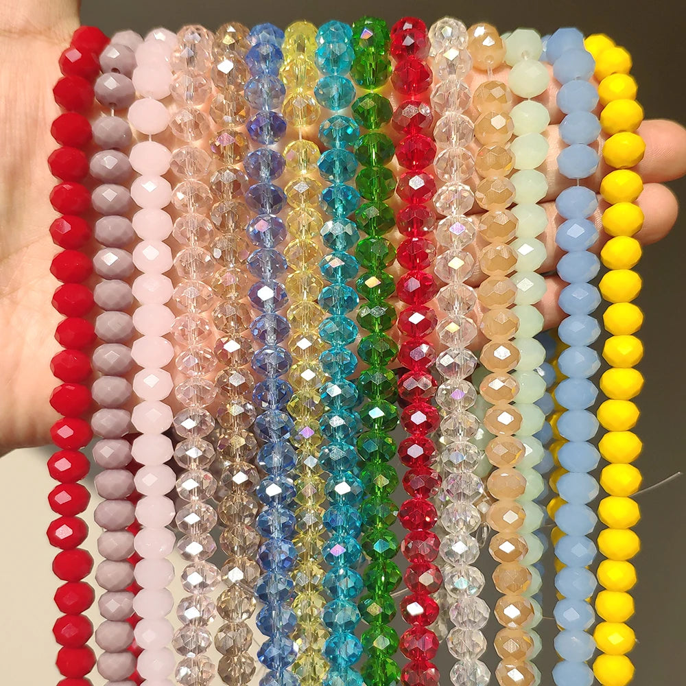 Glass Beads for Bracelets 3/4/6/8mm Faceted Multicolor Austria Crystal Round Loose Beads for Jewelry Making Diy Bracelet Strand