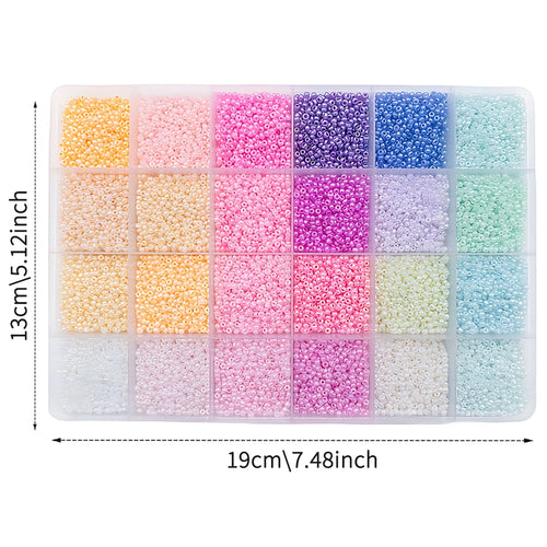 24-Color Glass Seed Beads Assortment Kit, 2/3/4mm 12000/5760/2400Pcs Beads for Jewelry Making, DIY Crafts, Handmade Bracelets