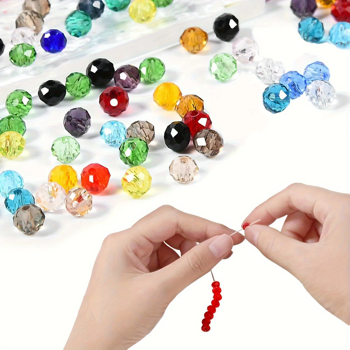 [200 Red Glass Beads] 200/150/100 Red Glass Crystal Flat Beads | Moon Beads, for DIY Jewelry Making and Christmas Decorations.