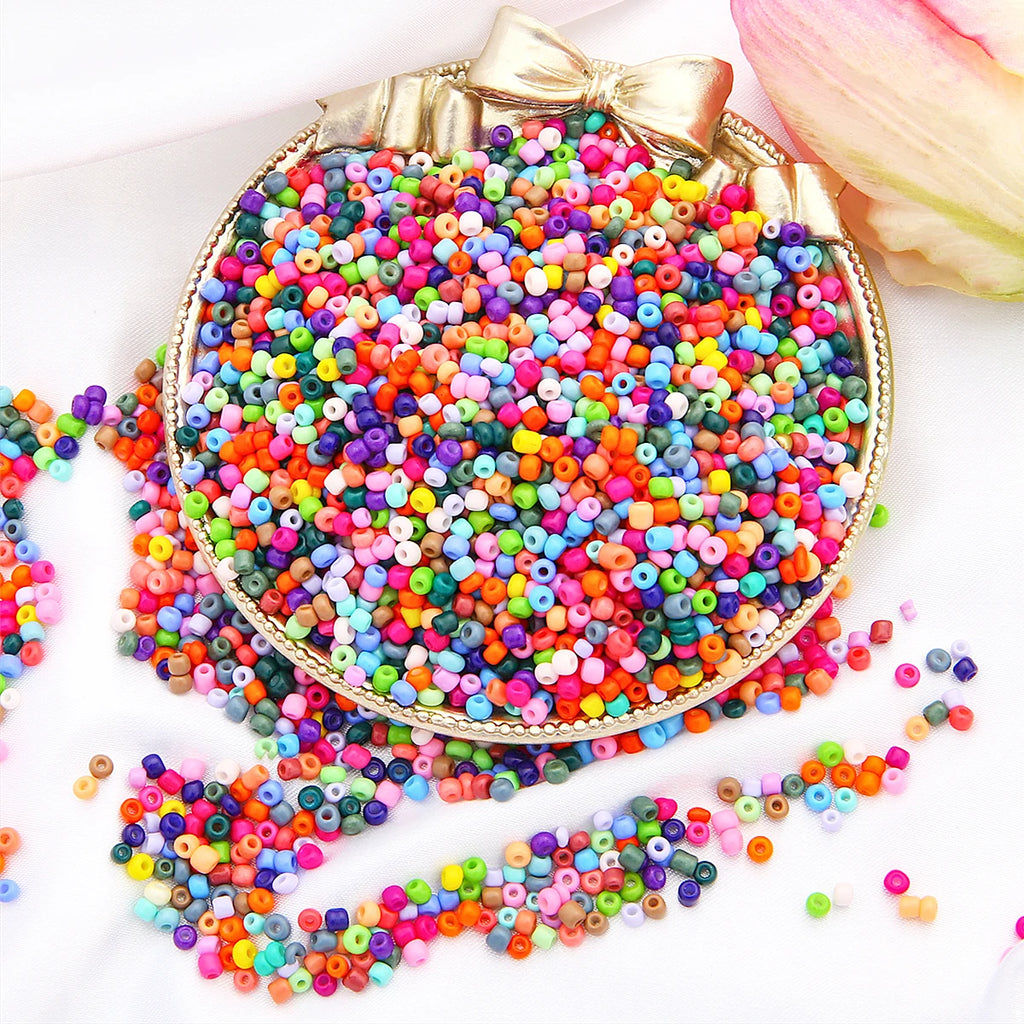 Glass Rice Beads 2/3/4mm - Premium Solid Color Loose Beads for Professional Jewelry Making, Bracelets & DIY Accessories