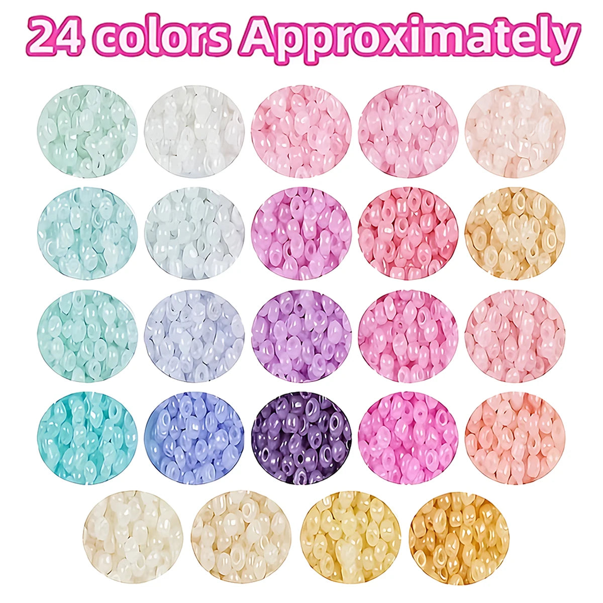 24-Color Glass Seed Beads Assortment Kit, 2/3/4mm 12000/5760/2400Pcs Beads for Jewelry Making, DIY Crafts, Handmade Bracelets
