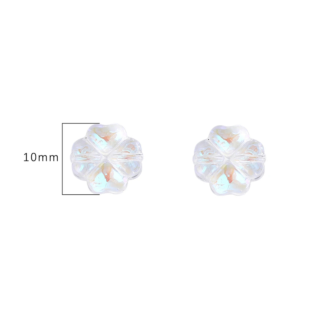 About 20Pcs Glass Four Leaf Flower Beads Scattered Beads Handmade DIY Making Couple Bracelets, Necklaces, Earrings, Jewelry Acces