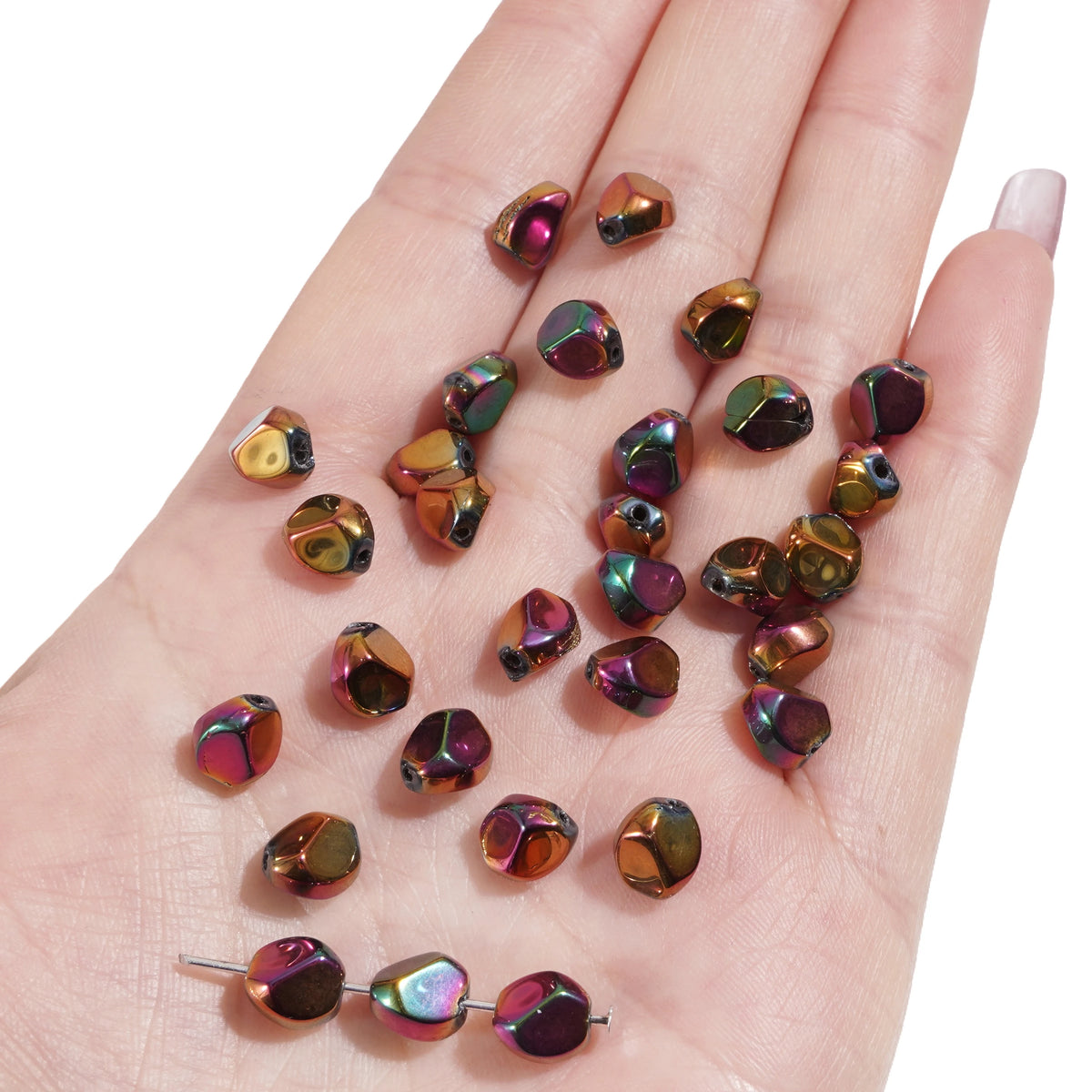 10pcs Glass Drop Beads 7x8mm  Faceted Glass ellipse Beads Crafts Material Making Charms Earing Jewelry Accessories ﻿
