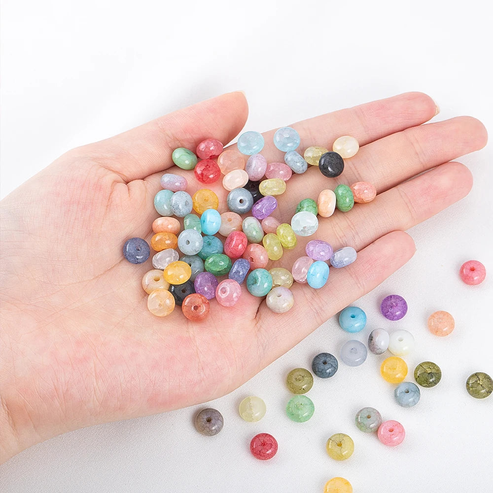 50pcs/bag 5x8mm Multi-color Glass Beads Bulk Non-fading Beads for DIY Bracelets Necklaces Jewelry Handmade Making Accessories