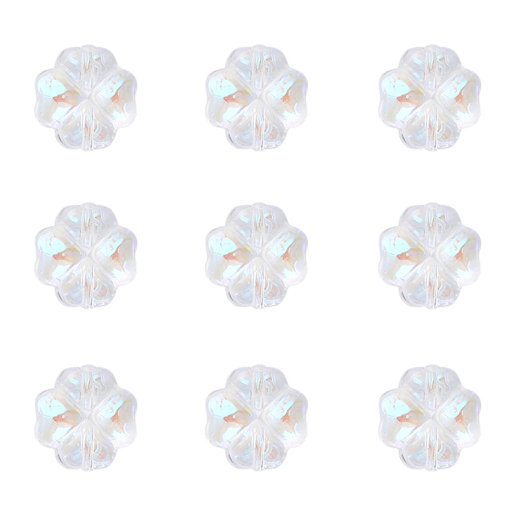 About 20Pcs Glass Four Leaf Flower Beads Scattered Beads Handmade DIY Making Couple Bracelets, Necklaces, Earrings, Jewelry Acces