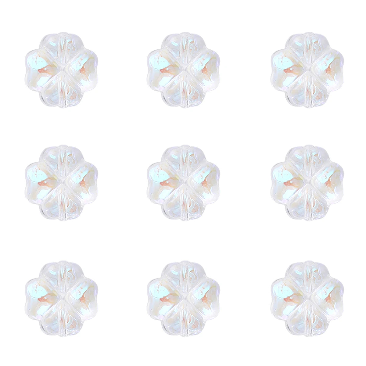 About 20Pcs Glass Four Leaf Flower Beads Scattered Beads Handmade DIY Making Couple Bracelets, Necklaces, Earrings, Jewelry Acces