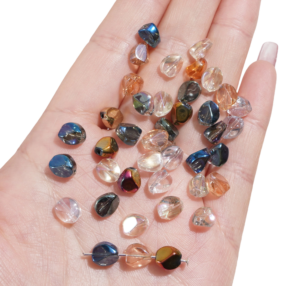 10pcs Glass Drop Beads 7x8mm  Faceted Glass ellipse Beads Crafts Material Making Charms Earing Jewelry Accessories ﻿