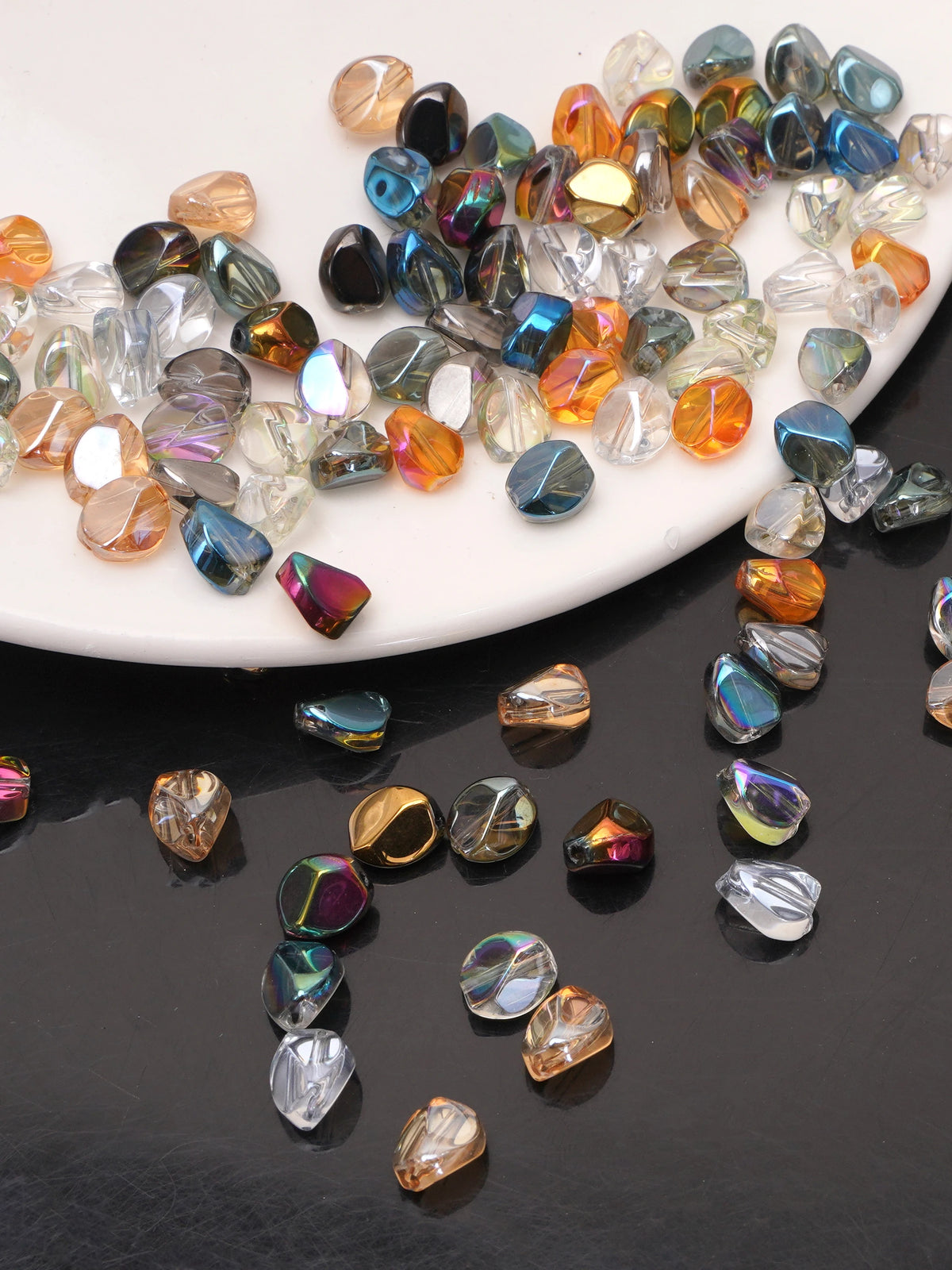 10pcs Glass Drop Beads 7x8mm  Faceted Glass ellipse Beads Crafts Material Making Charms Earing Jewelry Accessories ﻿