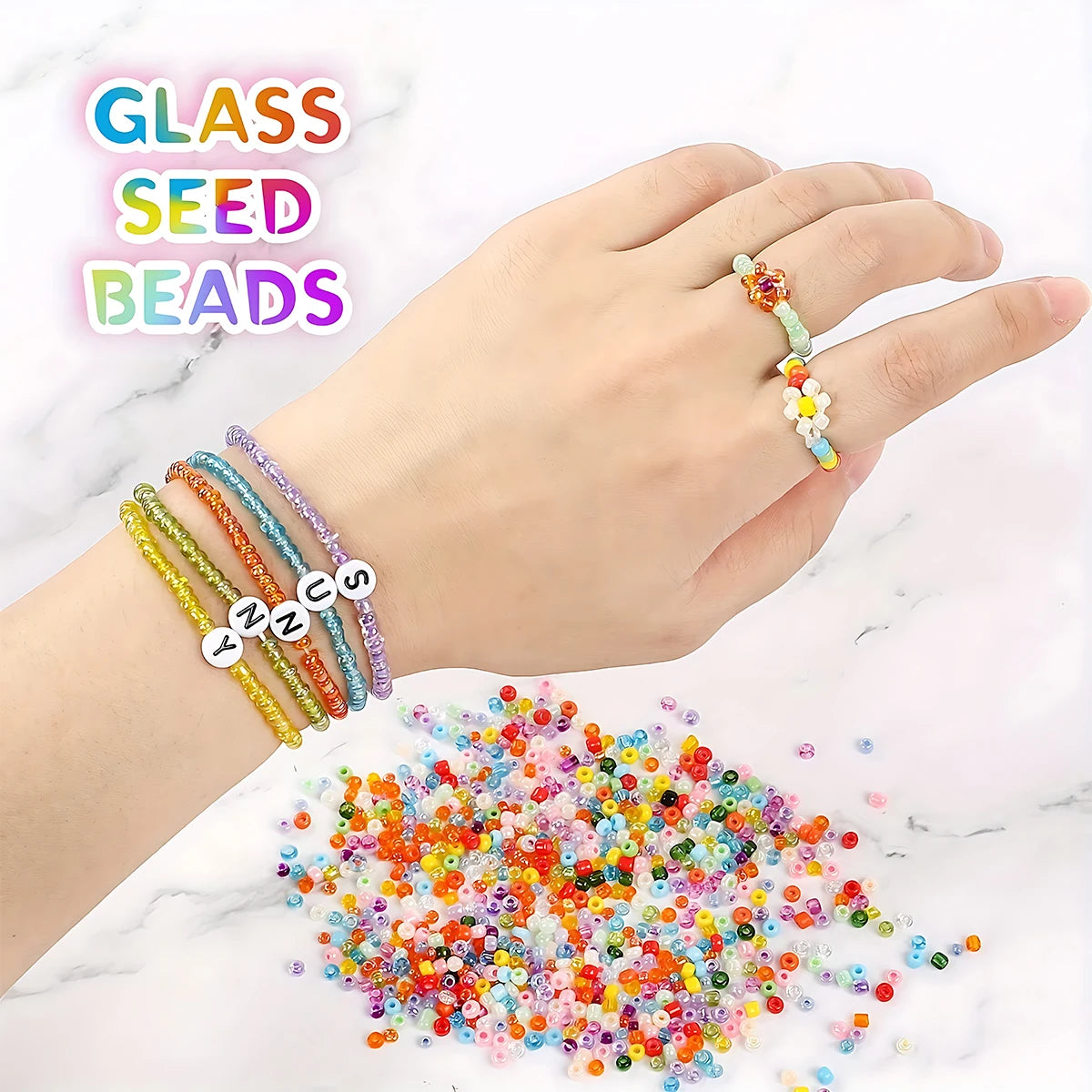 24-Color Glass Seed Beads Assortment Kit, 2/3/4mm 12000/5760/2400Pcs Beads for Jewelry Making, DIY Crafts, Handmade Bracelets