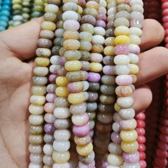 50pcs/bag 5x8mm Multi-color Glass Beads Bulk Non-fading Beads for DIY Bracelets Necklaces Jewelry Handmade Making Accessories