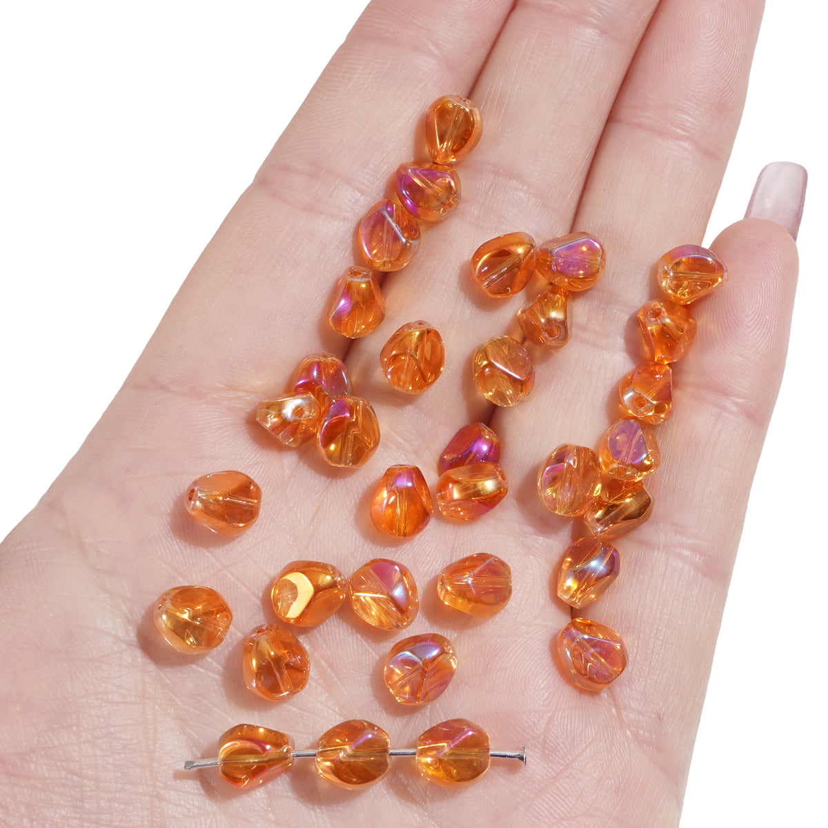10pcs Glass Drop Beads 7x8mm  Faceted Glass ellipse Beads Crafts Material Making Charms Earing Jewelry Accessories ﻿