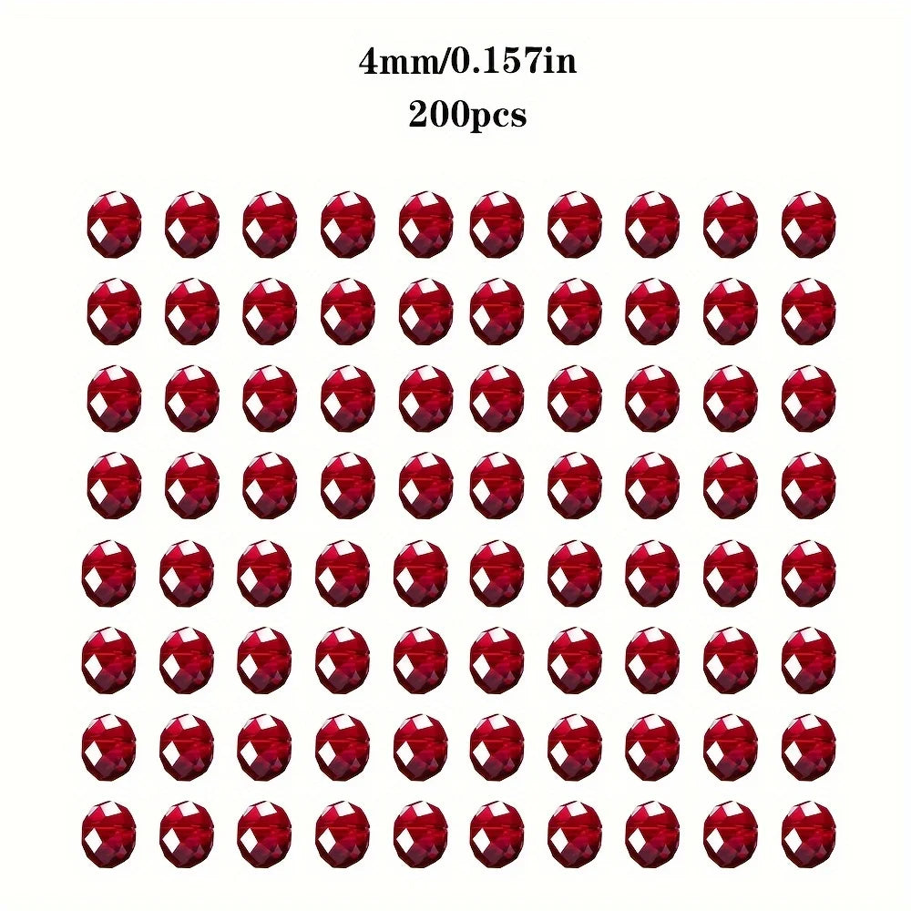 [200 Red Glass Beads] 200/150/100 Red Glass Crystal Flat Beads | Moon Beads, for DIY Jewelry Making and Christmas Decorations.