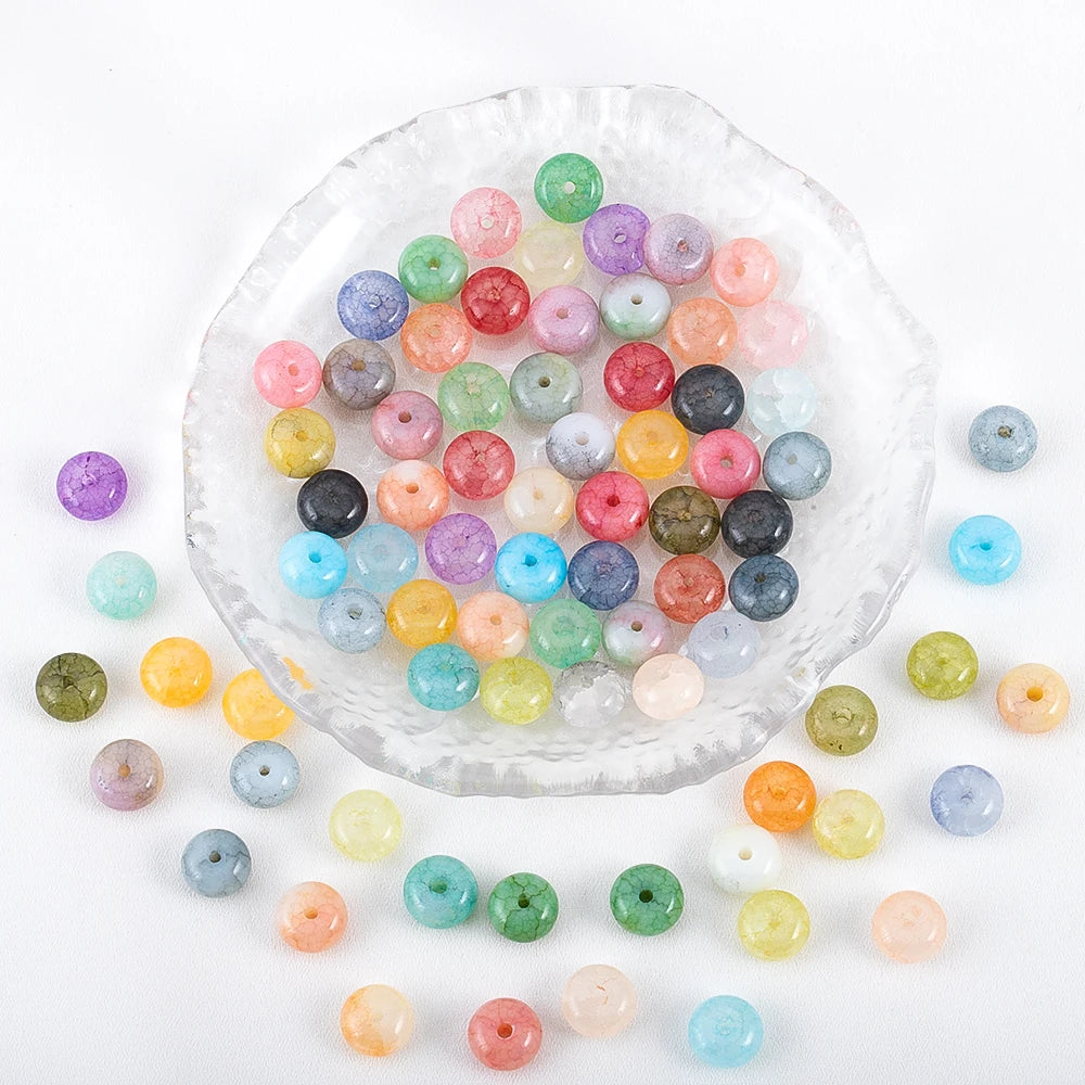 50pcs/bag 5x8mm Multi-color Glass Beads Bulk Non-fading Beads for DIY Bracelets Necklaces Jewelry Handmade Making Accessories