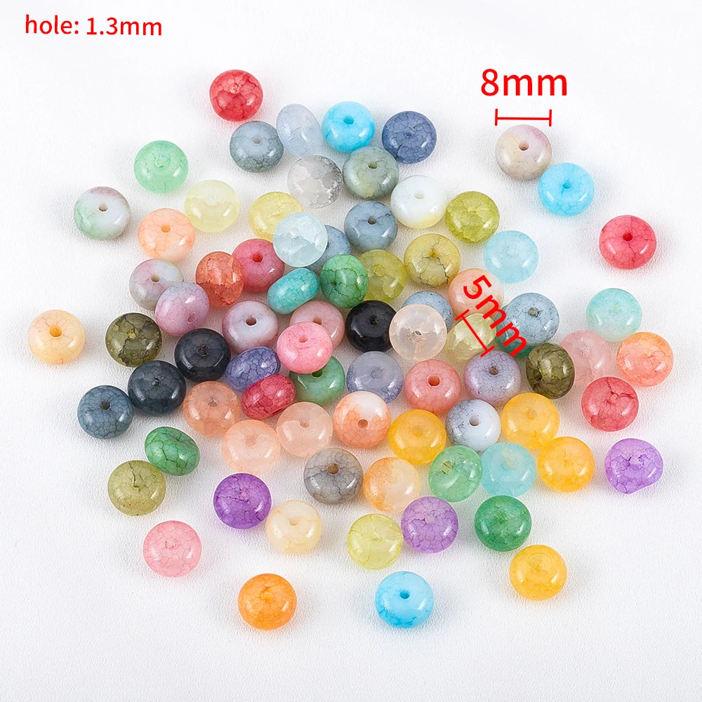 50pcs/bag 5x8mm Multi-color Glass Beads Bulk Non-fading Beads for DIY Bracelets Necklaces Jewelry Handmade Making Accessories