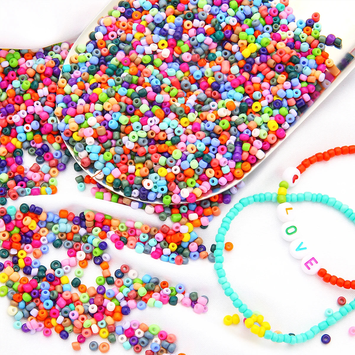 Glass Rice Beads 2/3/4mm - Premium Solid Color Loose Beads for Professional Jewelry Making, Bracelets & DIY Accessories