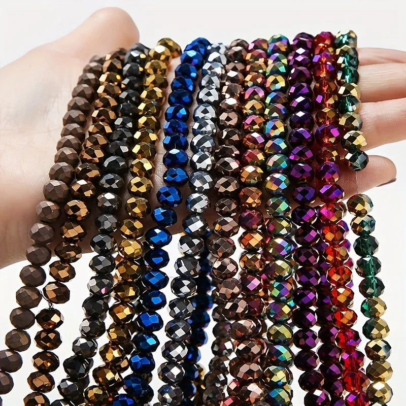 6mm8mm Glass Crystal Beads, Used For Making Jewelry Multi-Faceted AB Crystal Beads Interval Beads Chain, Jewelry Diy Accessories