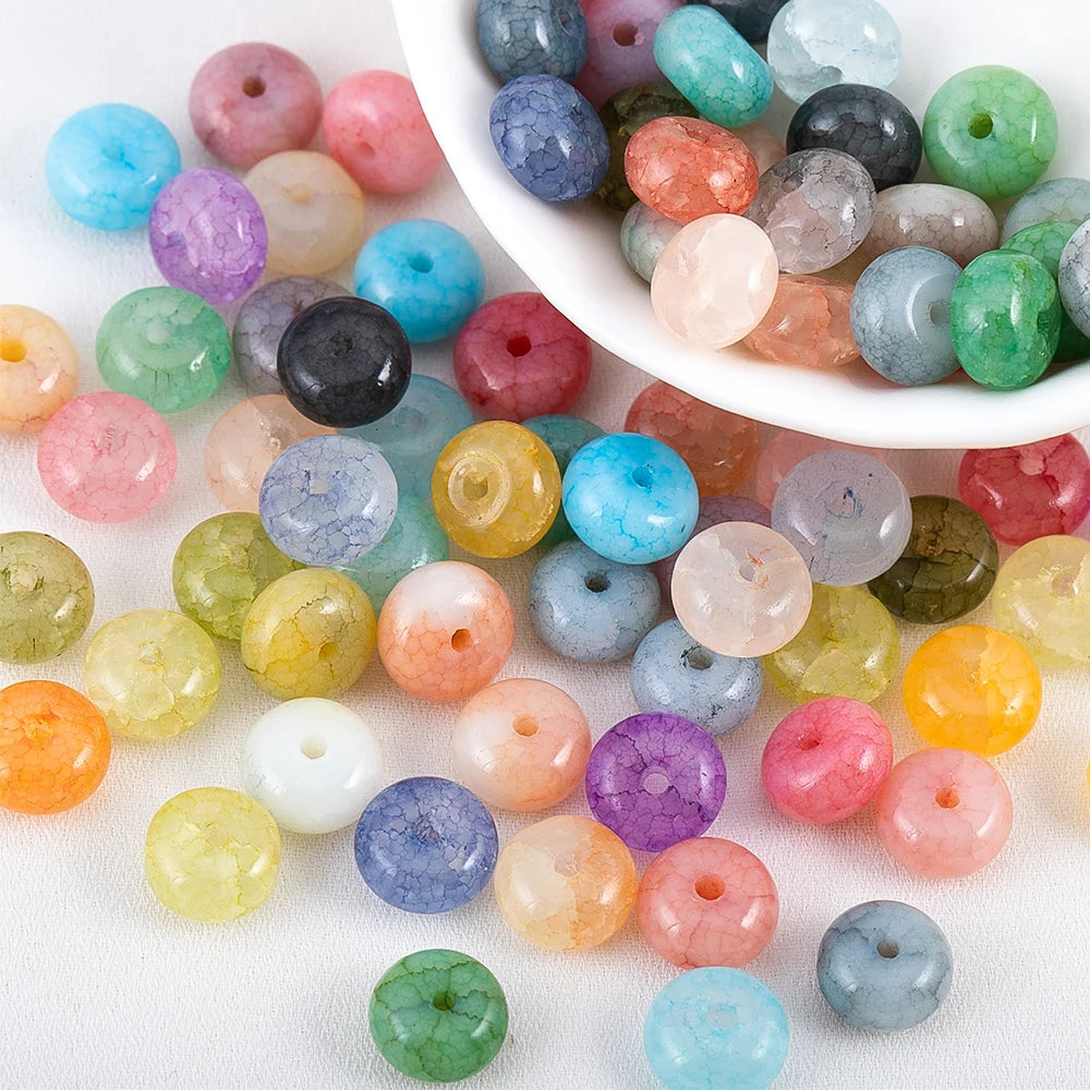 50pcs/bag 5x8mm Multi-color Glass Beads Bulk Non-fading Beads for DIY Bracelets Necklaces Jewelry Handmade Making Accessories