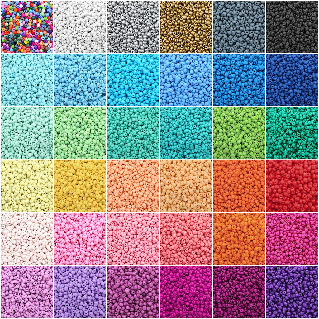Glass Rice Beads 2/3/4mm - Premium Solid Color Loose Beads for Professional Jewelry Making, Bracelets & DIY Accessories