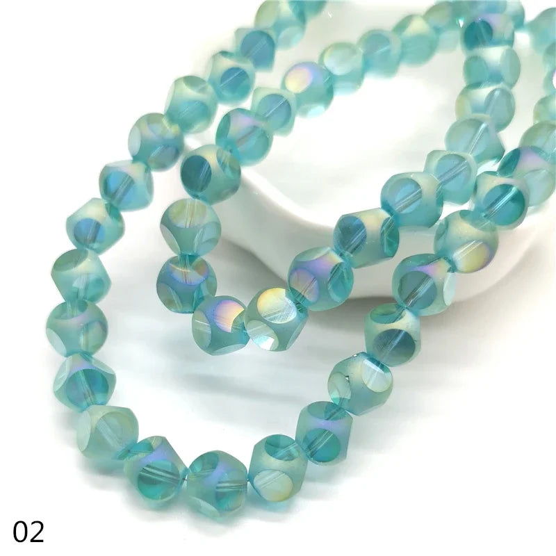 8mm Crystal Glass Beads Accessories For Jewelry Making, Six Faceted  Cube  Beads,20 pcs/lot